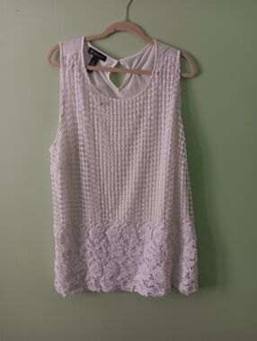 Nwot INC Lace Overlay White Women's Top